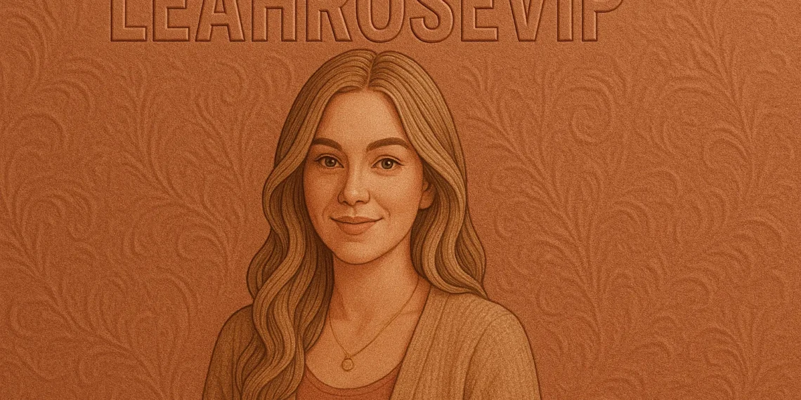 Leahrosevip: The Rise Of A Digital Icon Redefining Online Influence 1 Portrait Of Leahrosevip With Embossed Terracotta Design And Zobuz.com Branding At The Bottom Center, 16:9 Aspect Ratio