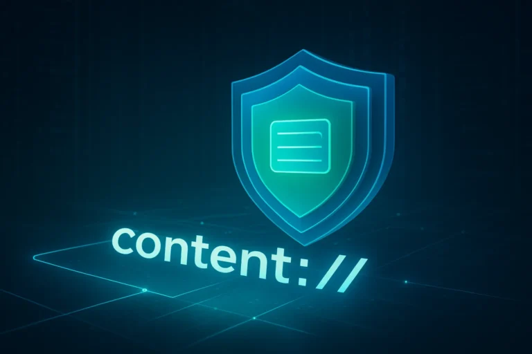 Abstract visualization of the Android content://cz.mobilesoft.appblock.fileprovider URI path for secure file sharing and caching.