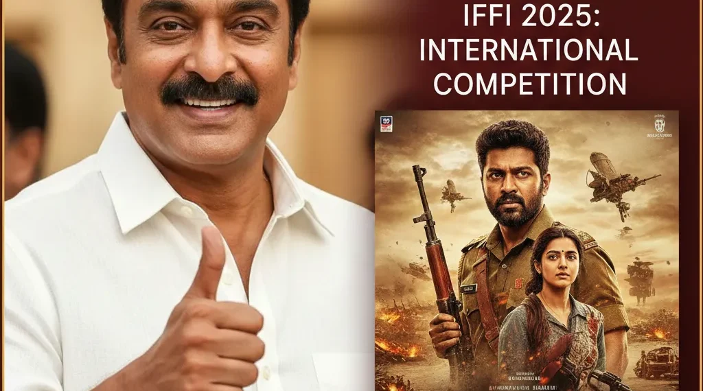 Kamal Haasan Giving A Thumbs Up Next To The 'Amaran' Movie Poster, Announcing The Film'S Golden Peacock Award Nomination And Indian Panorama Opening At Iffi 2025.