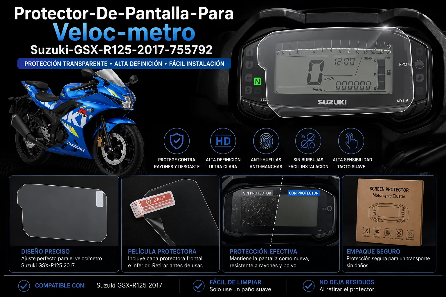 Protector-De-Pantalla-Para-Veloc-metro-Suzuki-GSX-R125-2017-755792