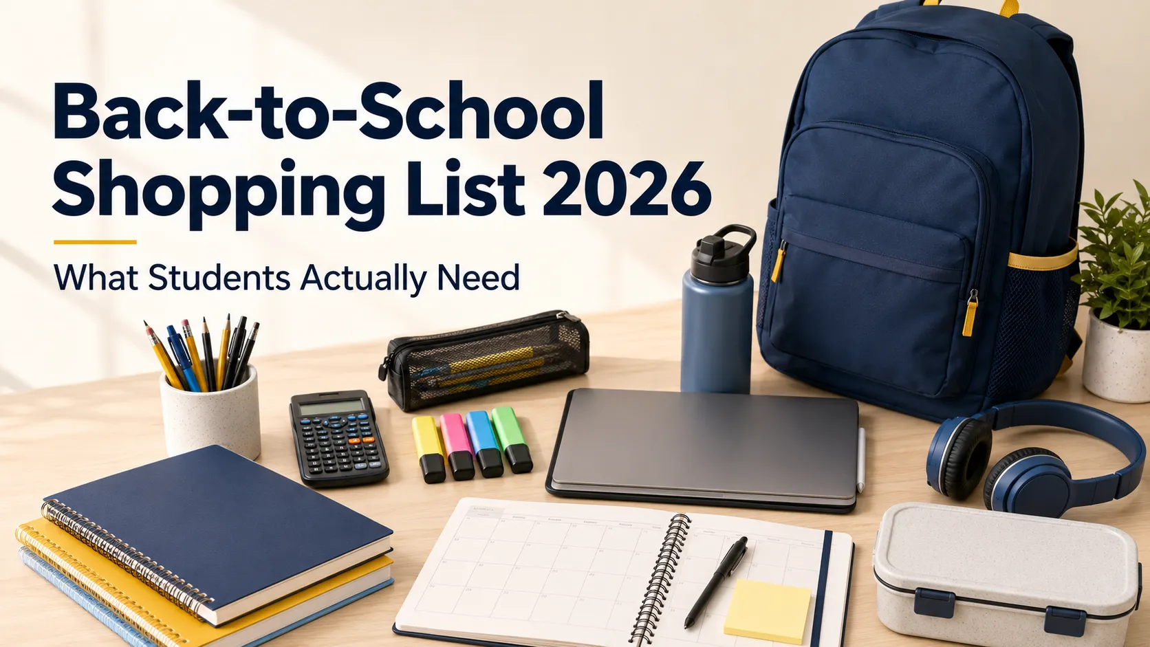 Student organizing supplies from a 2026 back-to-school shopping list